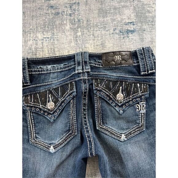 Miss Me Signature Skinny Rhinestone Sequin Jeans Size 26 x 30 - Picture 6 of 8
